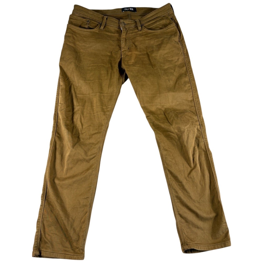 DU/ER No Sweat Pants Mens 34x30 Brown Slim Fit Durable Stretch Rugged Workwear